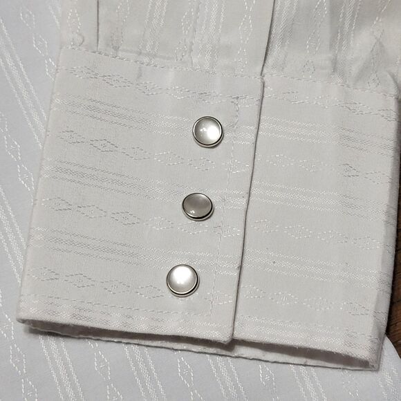 Ely Cattleman Full Pearl Snaps LS White Western Shirt- Size Large (16 1/2 x 34) - Picture 4 of 8